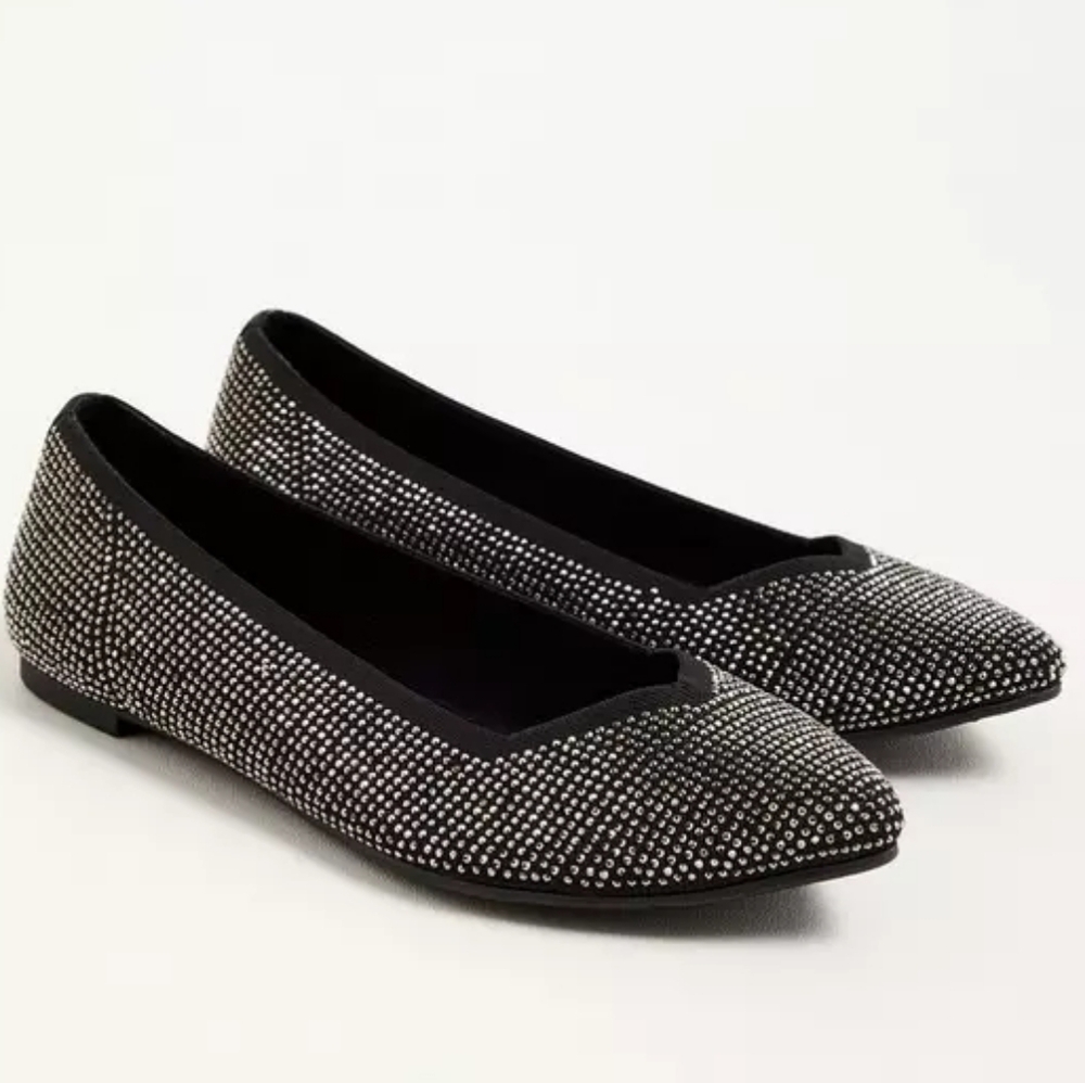 Torrid Black Sparkling Embellished Knit Flat (WW)